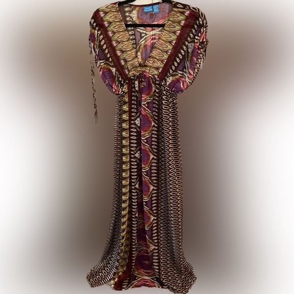 Blue Island Multicolor Swim Coverup Boho long dress - Picture 1 of 13